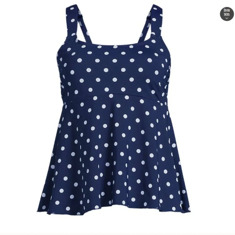 Lands' End Flutter Scoop Neck Tankini Top - Size: Large - NWT